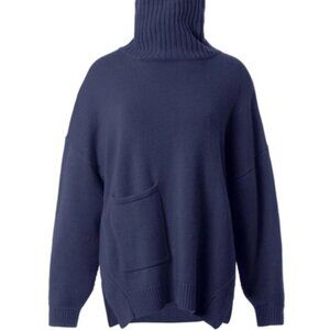 Tibi Oversized Navy 100% Cashmere Turtleneck Sweater XS/S